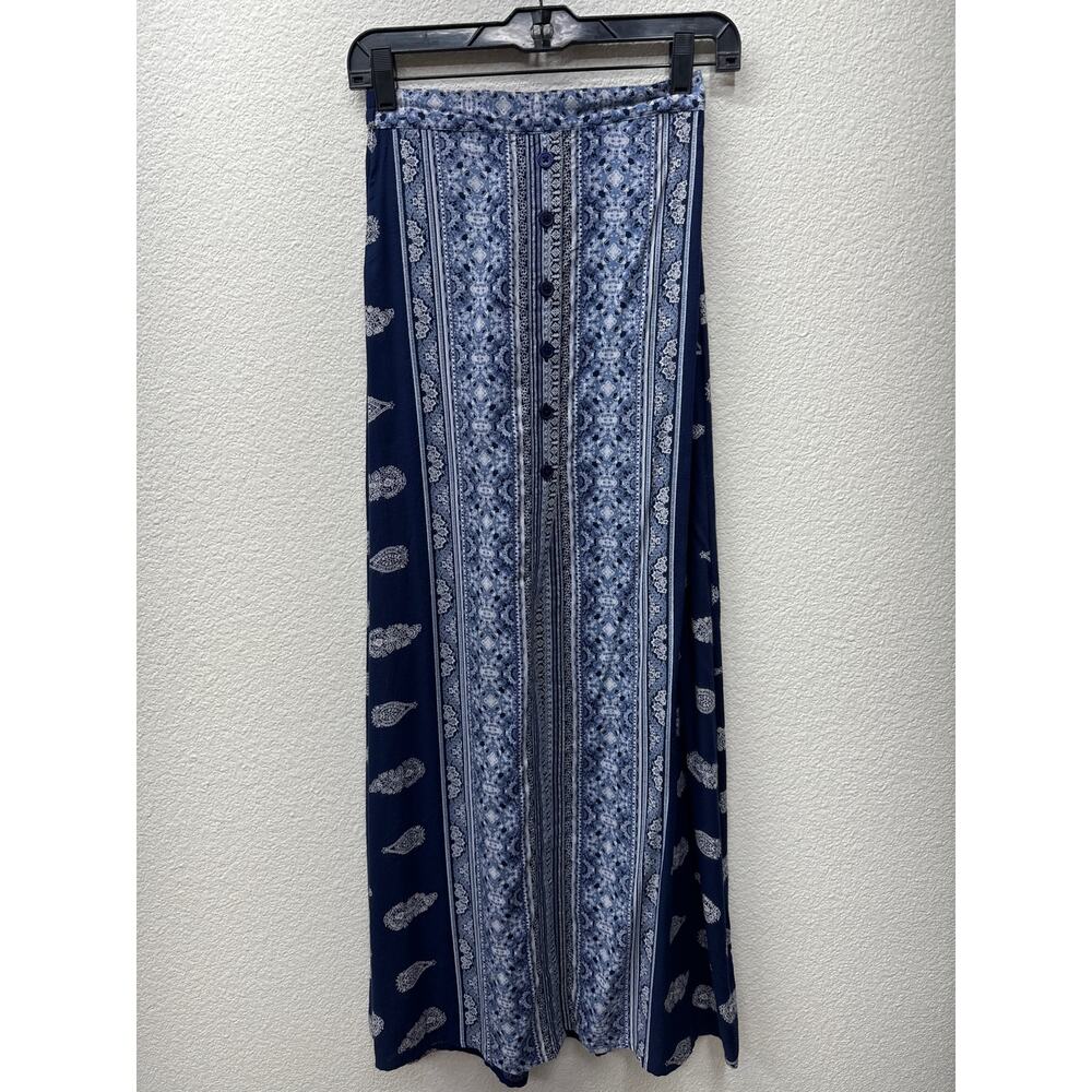 Band Of Gypsies Skirt Women's Size XS Blue Floral Paisley Maxi Skirt New